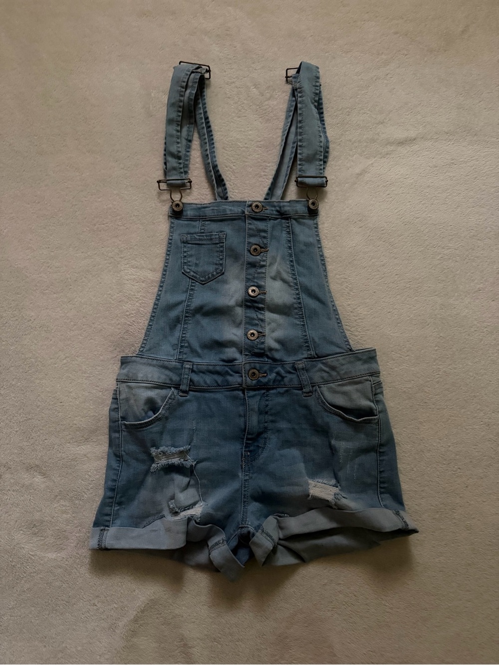 Wax Jean Light Blue Denim Short Overalls